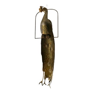 Vintage Metal Peacock Hanging Sculpture For Sale