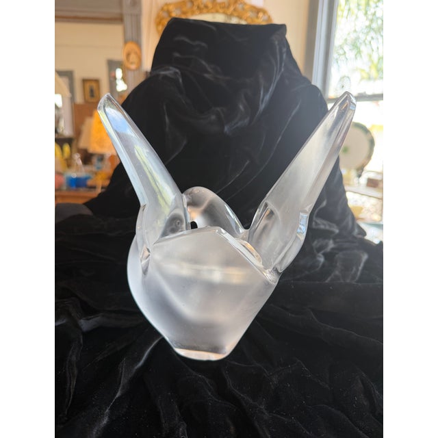 Lalique Frosted Dove Crystal Sculptural Vase For Sale - Image 12 of 12