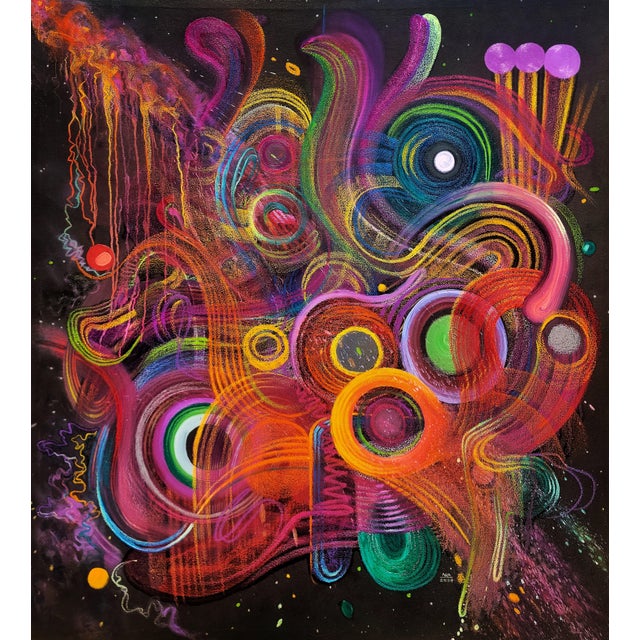 Ara Deinde, the Closer the Star, 2024 Oil, Oil Pastel and Acrylic on Canvas For Sale