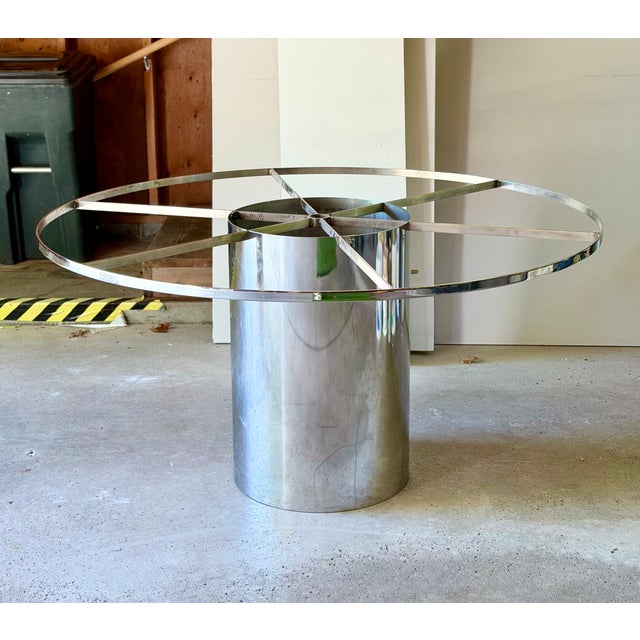 1970s Brueton Anello Black Granite and Stainless Steel Pedestal Round Dining Table For Sale - Image 11 of 12