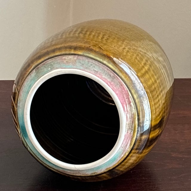 20th Century Studio Pottery Vase W/ Leaf Motif For Sale - Image 9 of 12