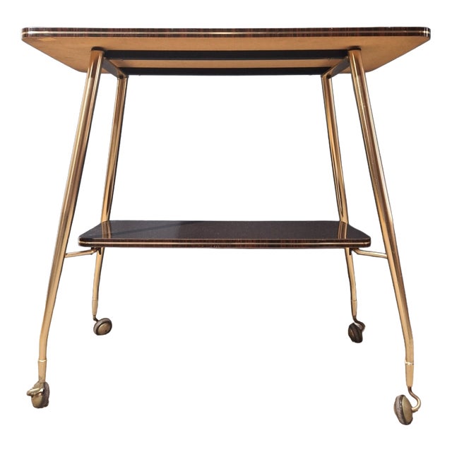 Serving Bar Cart in Formica and Brass, 1950s-1960s For Sale