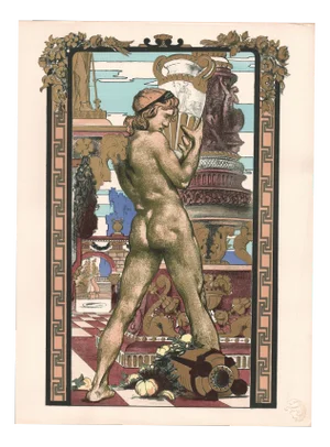 Maurice Desvallières, Porteur d'Amphore, 1898, Original Lithograph