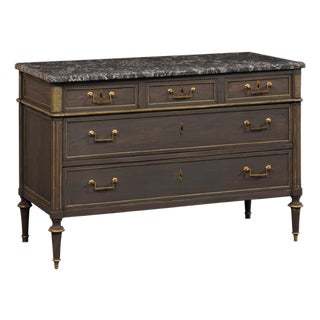 Early 19th Century Neoclassical Period Commode W/ Brass Accents For Sale
