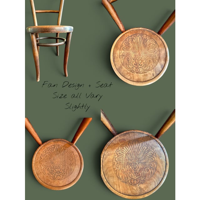 Brown Antique Fischel Bentwood Chairs-Set of 4-Czech Bistro Dining-Irish Hospital-Deco For Sale - Image 8 of 11