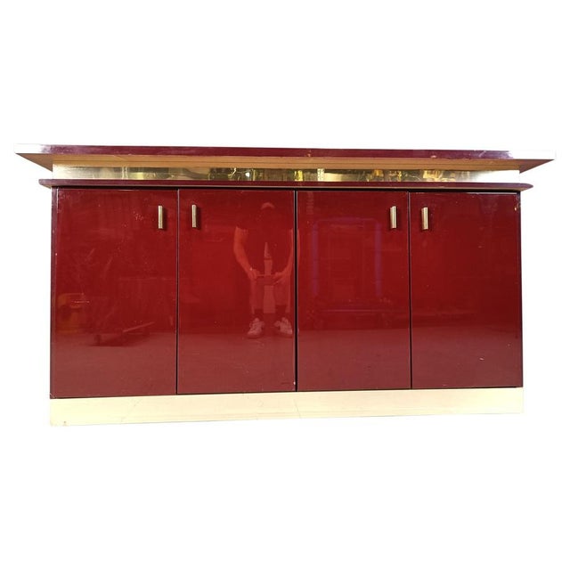Vintage Red Lacquered Sideboard, 1980s For Sale - Image 10 of 10