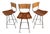 Set of Three ( 3 ) MCM Wrought Iron Bar Stools in Maple & Raffia Rope for Attributed to Arthur Umanoff for Raymor, Usa, C. 1960s For Sale