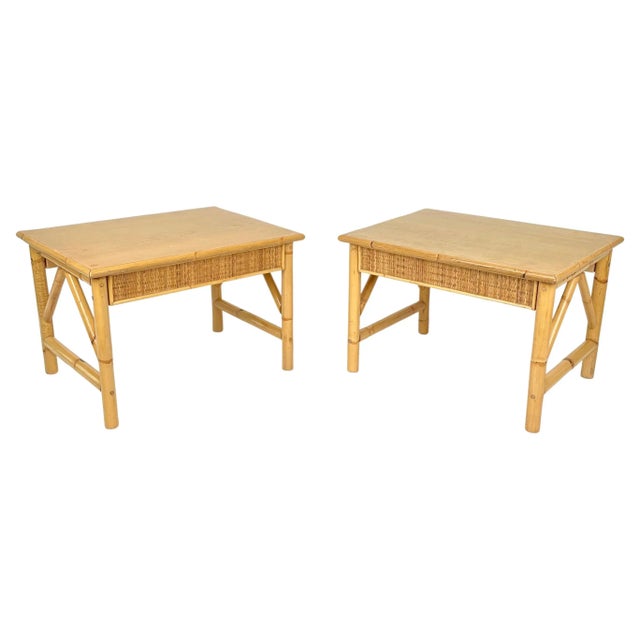 Bamboo, Rattan and Wood Coffee Tables, Italy, 1980s, Set of 2 For Sale - Image 12 of 12