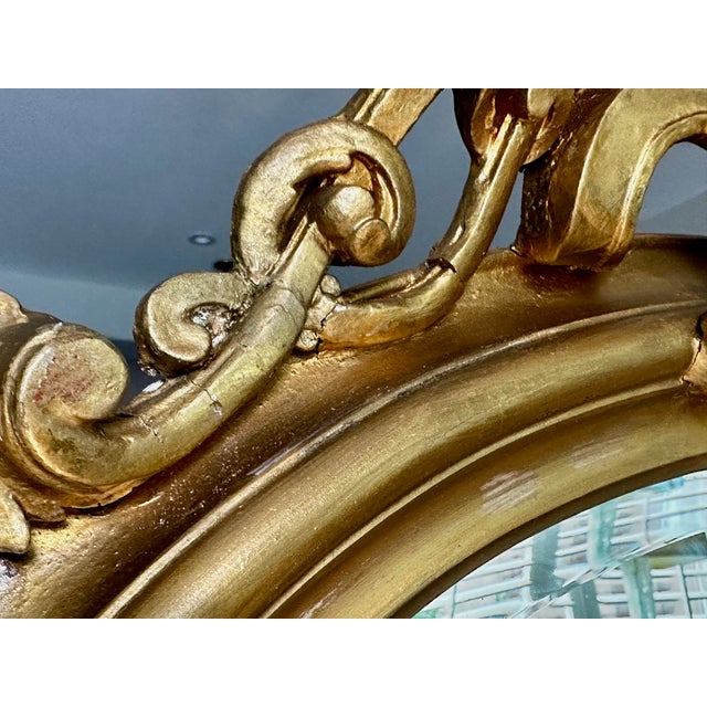 19th Century French Rococo Style Gold Gilt Arched Floor or Wall Mirror For Sale - Image 10 of 18