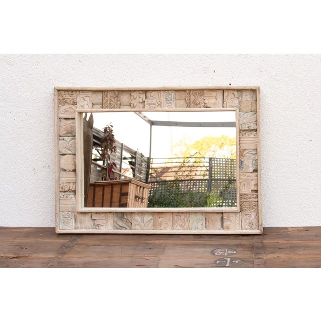 Bleached Carved Wood Mosaic Mirror For Sale In Los Angeles - Image 6 of 7