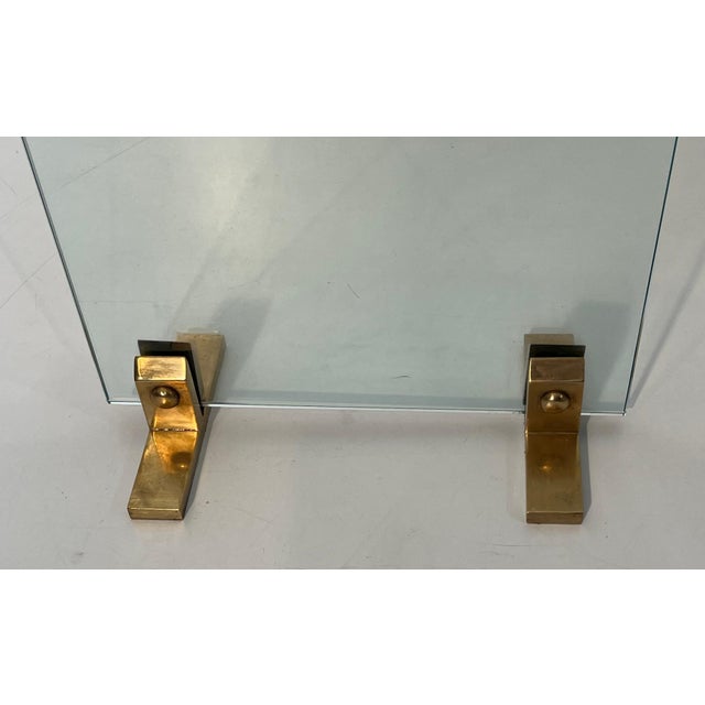 Brass Design/One Glass and Brass Fireplace Tools For Sale - Image 8 of 12