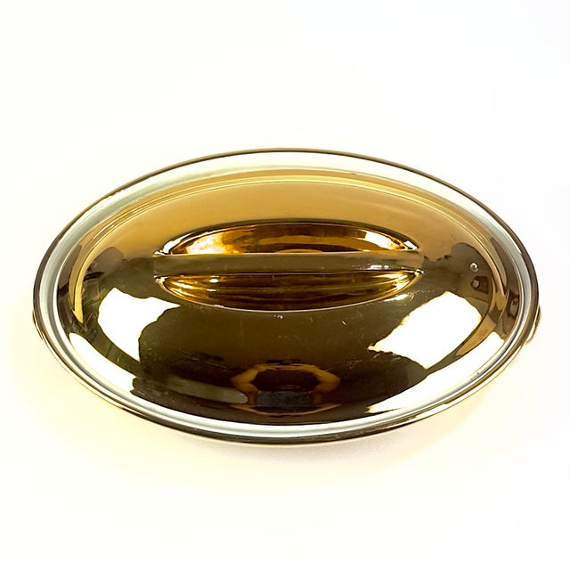 Stunning Vintage Mid-Century Modern Gold Lusterware Covered Casserole Dish by Royal Worcester, Made in England For Sale In Miami - Image 6 of 15