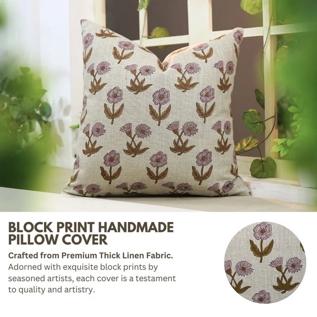 Transform your living space with the Elegant Handmade Block Floral Print Pillow Cover, a perfect blend of traditional...