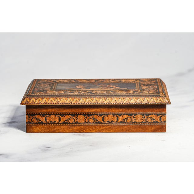 Wood Exceptional Antique Grand Tour Marquetry Wood Box Italian Inlaid Victorian Decorative Home Decor For Sale - Image 7 of 13