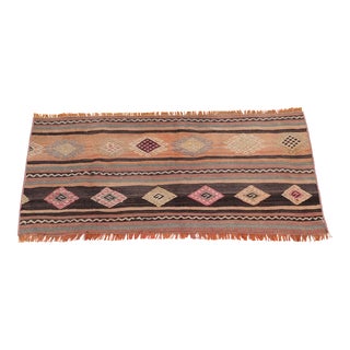 1960s Southwestern Antique Nomadic Small Wool Kilim Rug For Sale
