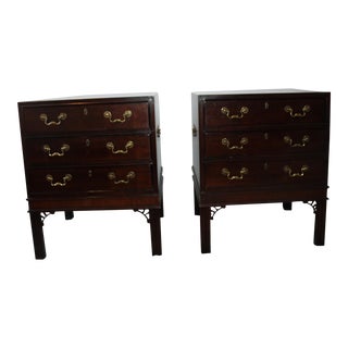 1980s Henredon Chinese Chippendale Three-Drawer Nightstands For Sale