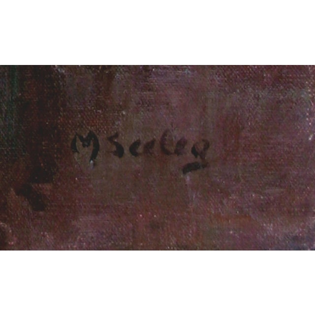 Mid 20th Century Still Life Painting with Marigolds by Mary Seeleg For Sale - Image 4 of 4