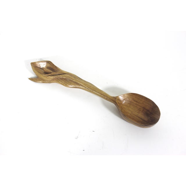 Early 20th Century Early 20th Century Hand Carved Wood Spoon Folk Art Treen Welsh Love Spoon Calla Lily For Sale - Image 5 of 9