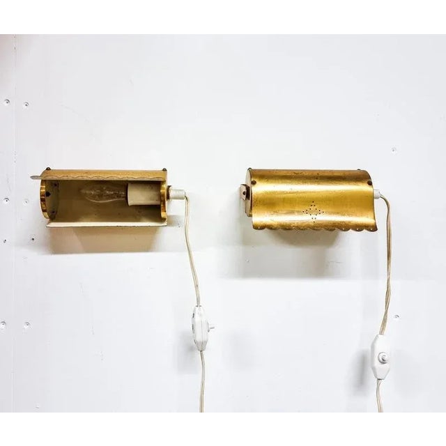 Antique Scandinavian Wall Lights in Brass with Star Pattern, 1950s, Set of 2 For Sale - Image 4 of 13