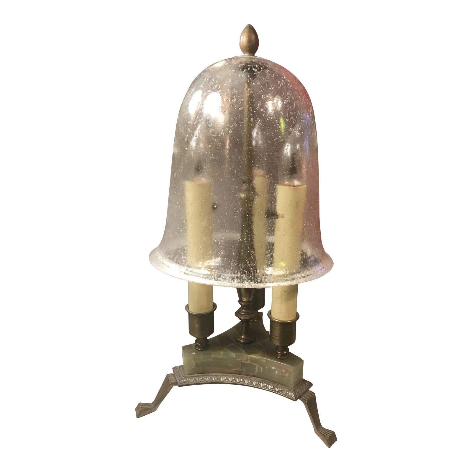 Antique Brass Table Lamp With Glass Dome Chairish