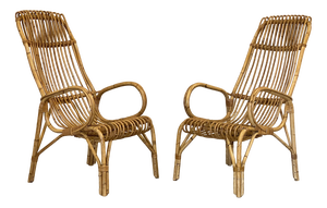 Set of Bamboo Lounge Chairs, 1970s
