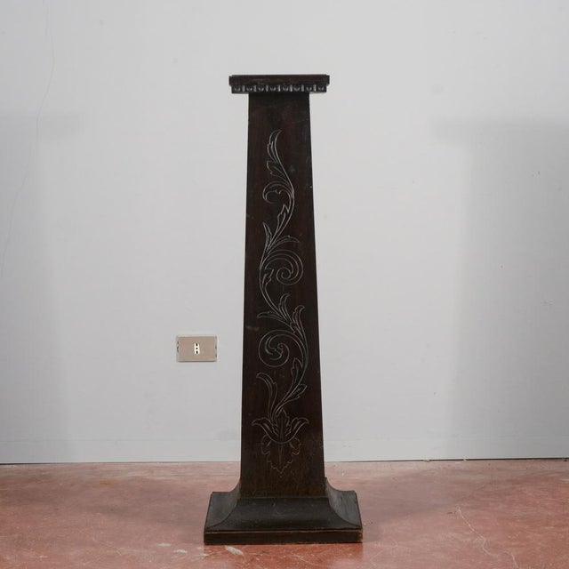 Column in Ebonized Wood Engraved on the Front, Italy, 1920 For Sale - Image 18 of 18