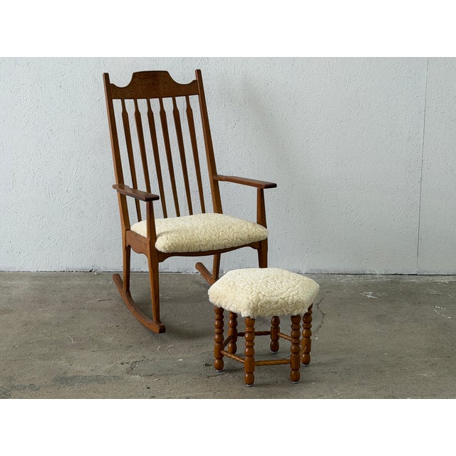 Oak Razorblade Rocking Chair by Henning Kjærnulf, 1960s For Sale - Image 9 of 10