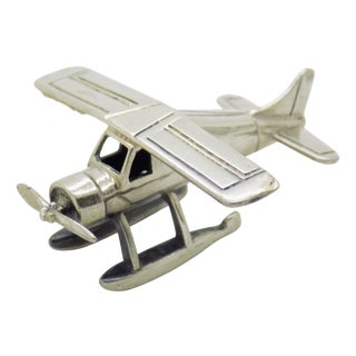 Vintage Italian Handmade Silver Floatplane Seaplane Figurine, Tuscany, Italy, 1980s For Sale