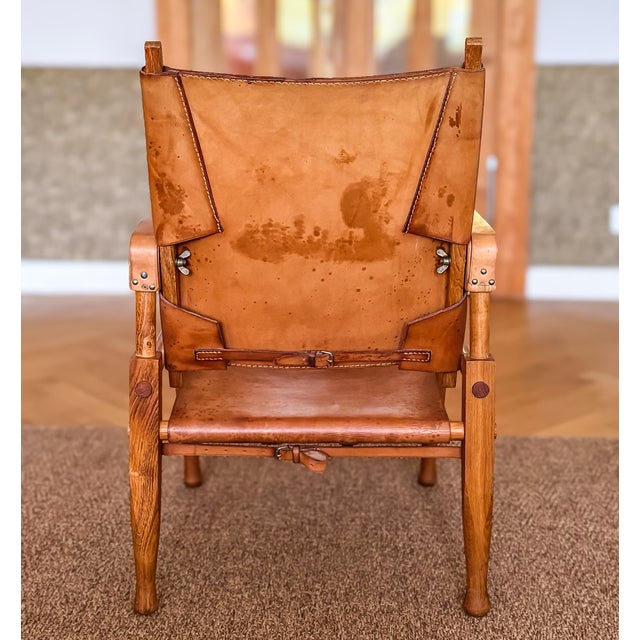 1950s Safari Lounge Chair in Oak and Cognac Leather by Wilhelm Kienzle for Kaare Klint, 1950s For Sale - Image 5 of 14