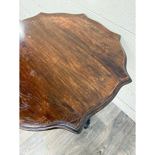 Vintage Jacobean Revival English Tudor Style Oak Side Table Lamp Table For Sale - Image 10 of 10