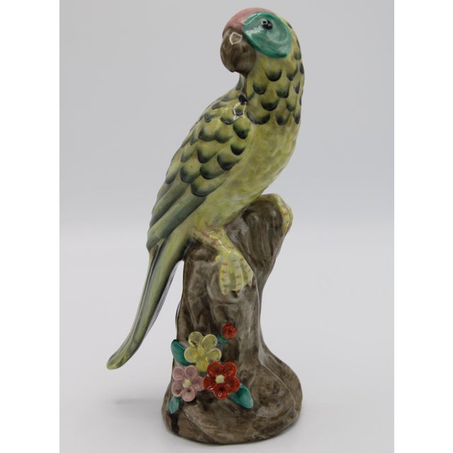 Blue and Green Ceramic Parrot Bird Figurines a Pair (Final Markdown