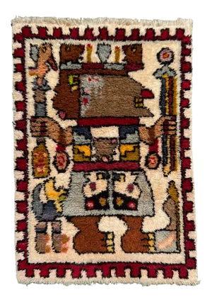 Vintage Ecuadorian Hand-Made Woven Shag Tapestry