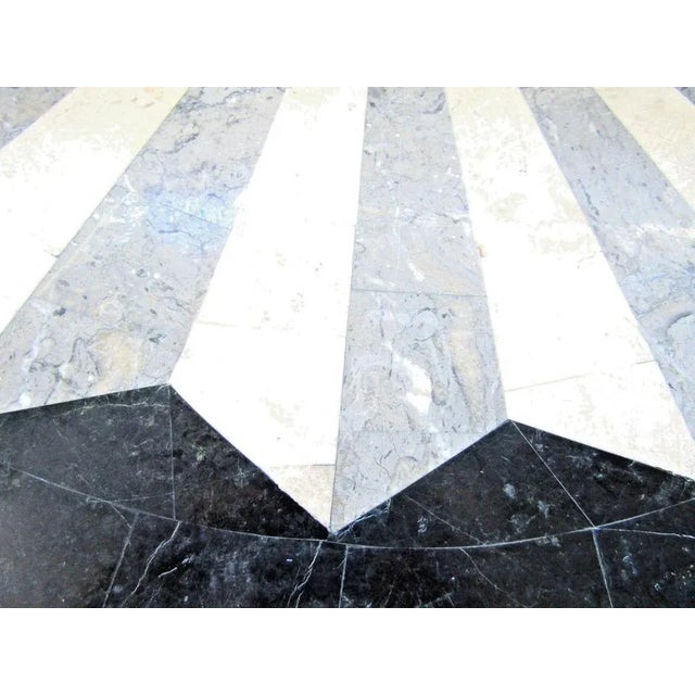 1980s 1980s Vintage Hollywood Regency Style Marble Inlay and Iron Accent Side Table Attributed to Maitland-Smith For Sale - Image 5 of 12