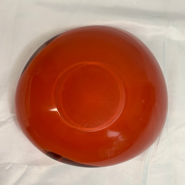 C. 1960s Alfredo Barbini Murano Persimmon Orange Glass Vide-Poche With Gold Flecks For Sale - Image 9 of 9