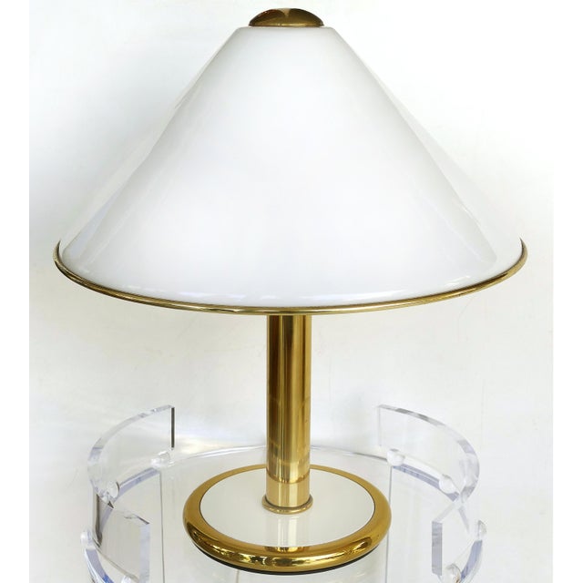 F. Fabbian Castelminio DI Resana Treviso/ Italy Glass & Brass Table Lamp For Sale - Image 9 of 9