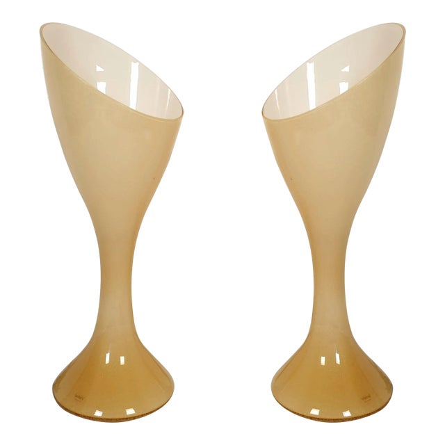 1980 Mid Century Murano Glass Lamps by Vistosi - A Pair For Sale