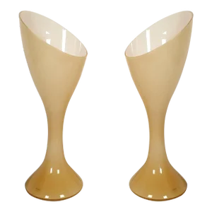 1980 Mid Century Murano Glass Lamps by Vistosi - A Pair