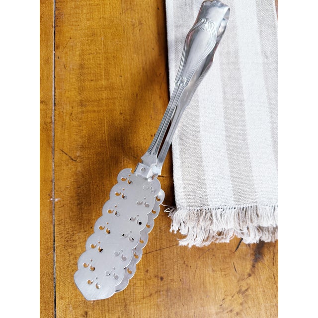 Metal Antique Silver Plated Tiffany & Co Asparagus Serving Tongs For Sale - Image 7 of 8