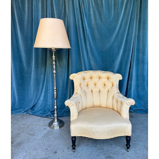 1940s French Nickel-Plated Floor Lamps With Hexagonal Shaped Bases - a Pair For Sale - Image 16 of 18