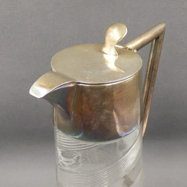 Art Deco Glass and Silver-Plated Carafe, 1930s For Sale - Image 3 of 7