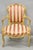 French Antique French Louis XV Style Gold Giltwood Pink Stripe Fauteuil Arm Chair, Pair For Sale - Image 3 of 18