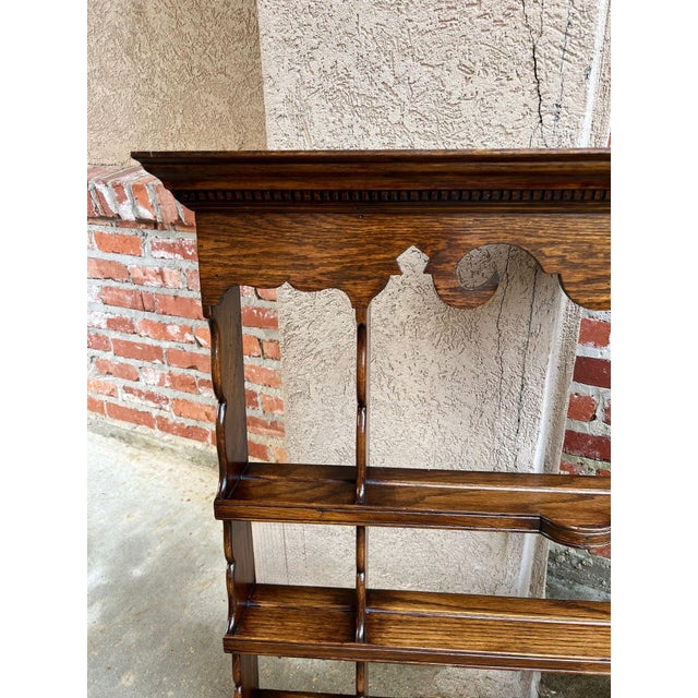 Antique English Oak Wall Shelf Plate Rack Arts & Crafts Country House C1900 For Sale - Image 14 of 18