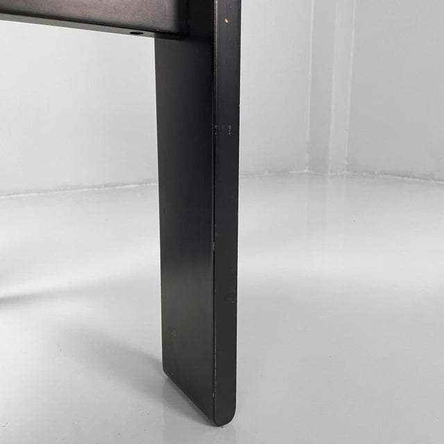 Modern Italian Black Wood and Yellow Fabric Chairs Golem attributed to Vico Magistretti for Poggi, 1970s, Set of 2 For Sale - Image 16 of 18