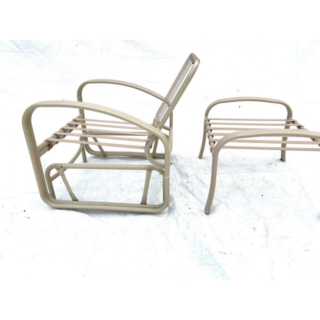 Metal Vintage Glider and Ottoman Outdoor Set / 2 For Sale - Image 7 of 8