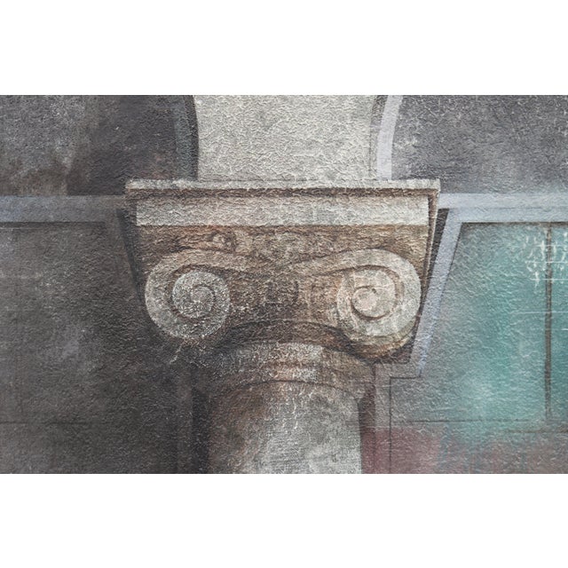 1990 Angel Busca Architectural Artwork Tempera and Oil on Board, One-of-a-Kind For Sale - Image 14 of 18