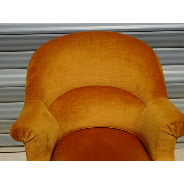 Antique Toadstool Armchair in Silky Yellow Velvet, 1950s For Sale - Image 3 of 18