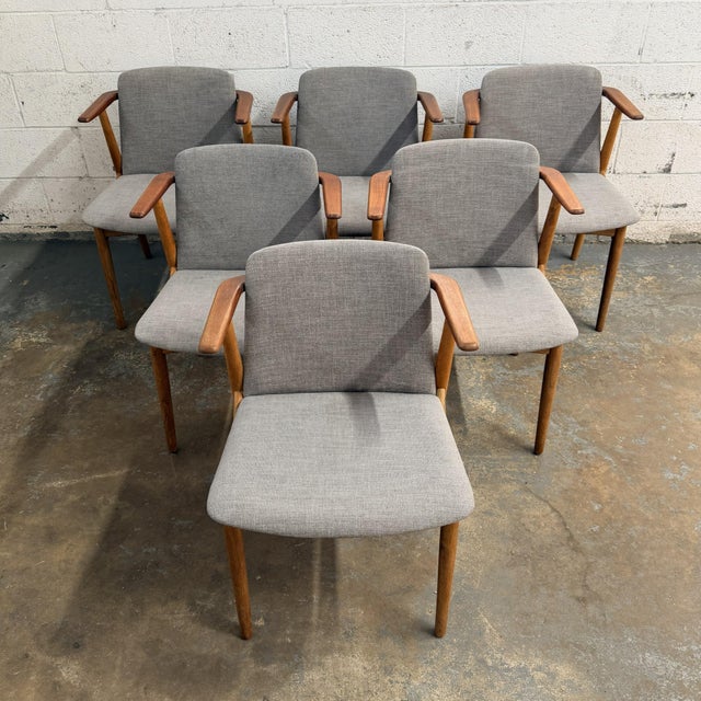 Mid-Century Modern Set of 6 Danish 1960s Dining Chairs Teak & Oak Hans Olsen for n.a. Jørgensens Møbelfabrik For Sale - Image 3 of 12