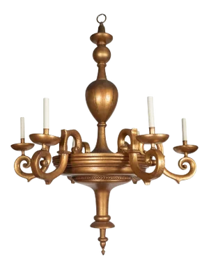 1960s Vintage Six-Arm Giltwood Chandelier