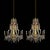Pair of Antique Genoese Empire Chandeliers from 1780 in Crystal and Gilded Wood, some of which are colored. Authentic,...