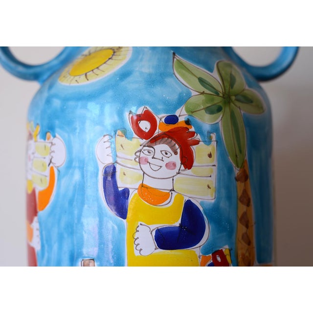 Mid Century Italian La Musa Handled Ceramic Vessel For Sale - Image 4 of 11